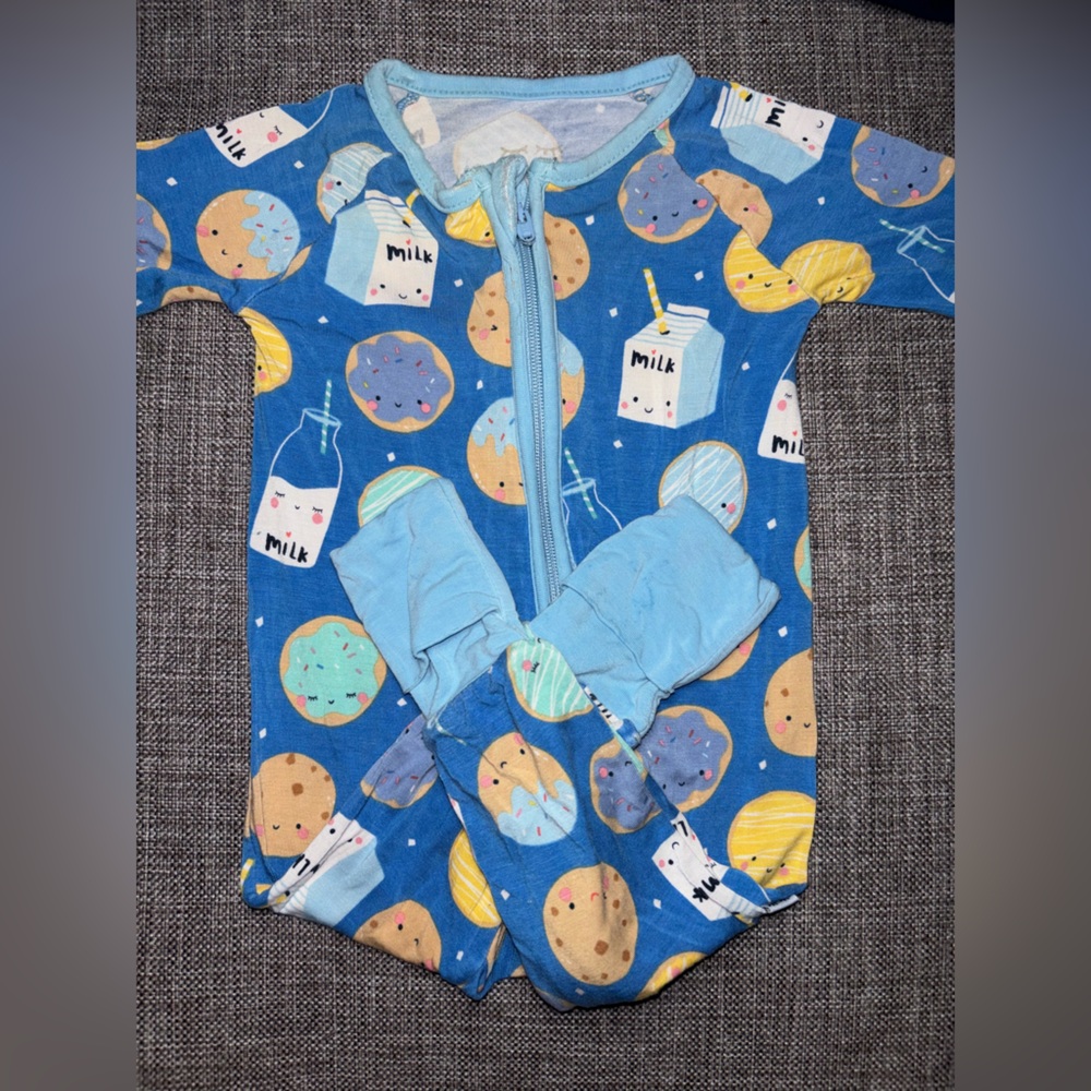 Blue Cookie and Milk Baby Little Sleepies